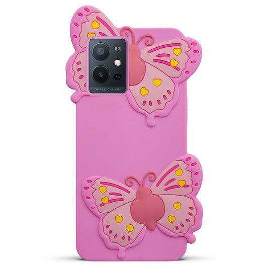 3D Vibrant Butterfly Silicone Phone Case For Vivo T1 5G