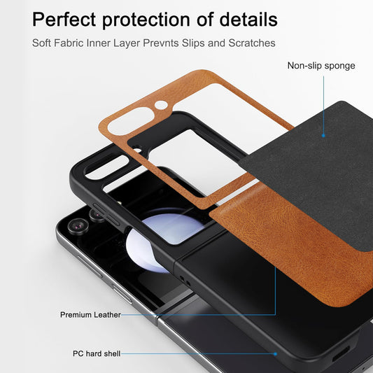 Premium Leather Case Back Cover for Samsung Z Flip 5