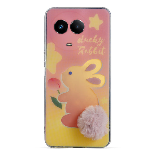 Printed matte back with fur detailing Back cover For Realme 11X 5G