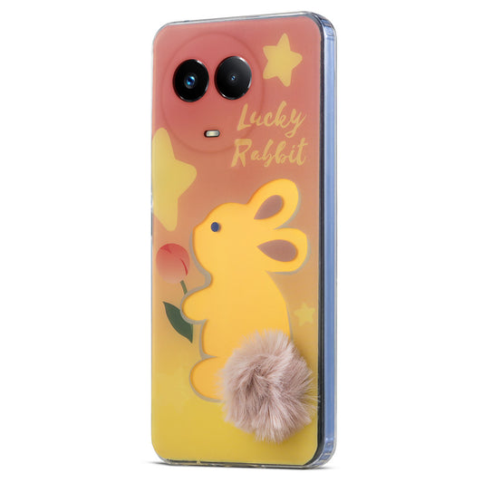 Printed matte back with fur detailing Back cover For Realme 11X 5G