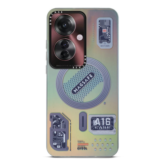 Colorful Reflective Circuit Prints Hard Back Protector Case For Oppo F25 Pro 5G