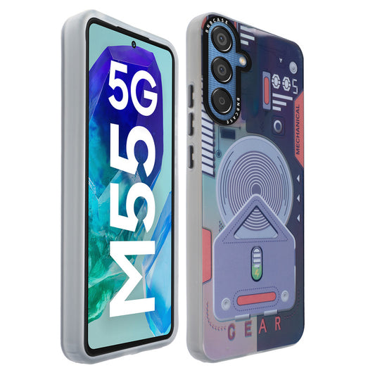 Colorful Reflective Circuit Prints Hard Back Protector Case For Samsung M55 5G