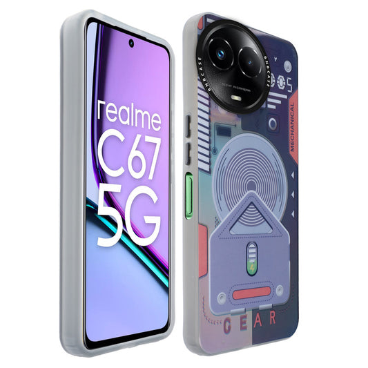 Colorful Reflective Circuit Prints Hard Back Protector Case For Realme C67 5G