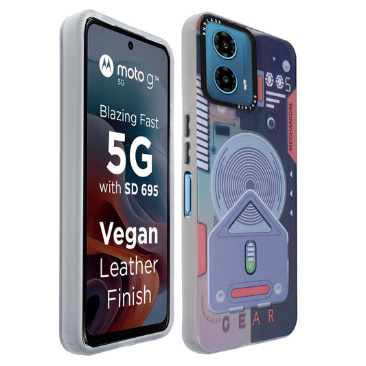 Colorful Reflective Circuit Prints Hard Back Protector Case For Motorola G34 5G
