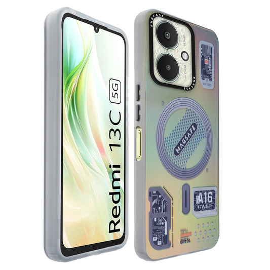 Colorful Reflective Circuit Prints Hard Back Protector Case For Redmi 13C 5G
