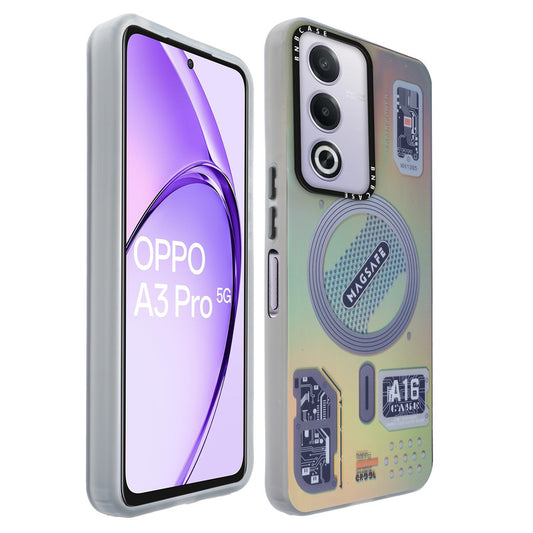 Colorful Reflective Circuit Prints Hard Back Protector Case For Oppo A3 Pro 5G