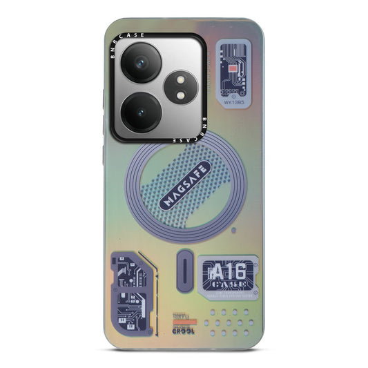 Colorful Reflective Circuit Prints Hard Back Protector Case For Realme GT 6T 5G