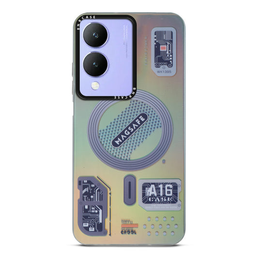 Colorful Reflective Circuit Prints Hard Back Protector Case For Vivo Y28 5G