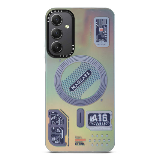 Colorful Reflective Circuit Prints Hard Back Protector Case For Samsung M34 5G