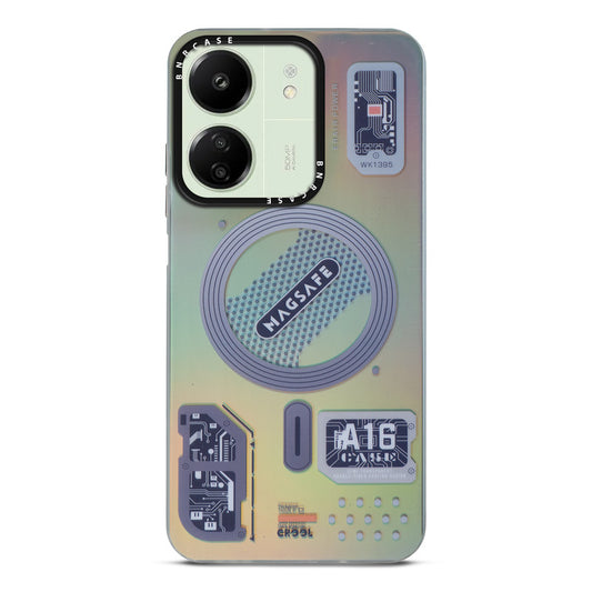 Colorful Reflective Circuit Prints Hard Back Protector Case For Redmi 13C 4G