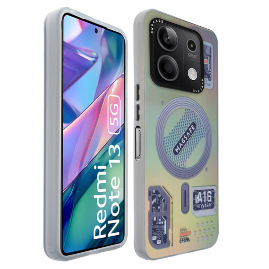 Colorful Reflective Circuit Prints Hard Back Protector Case For Redmi Note 13 5G