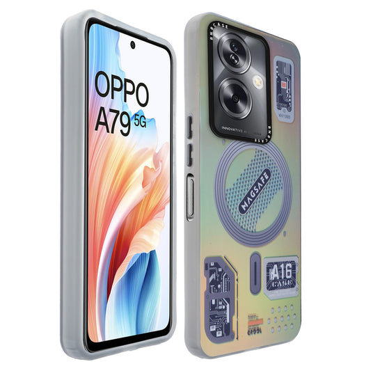 Colorful Reflective Circuit Prints Hard Back Protector Case For Oppo A79 5G