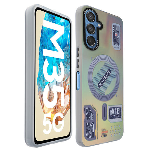 Colorful Reflective Circuit Prints Hard Back Protector Case For Samsung M35 5G