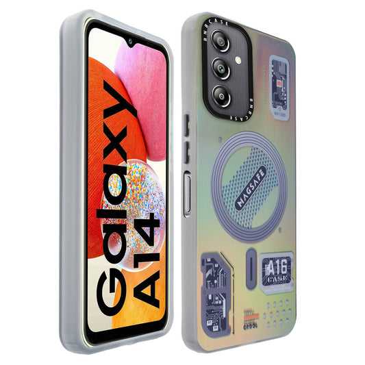 Colorful Reflective Circuit Prints Hard Back Protector Case For Samsung A14 4G