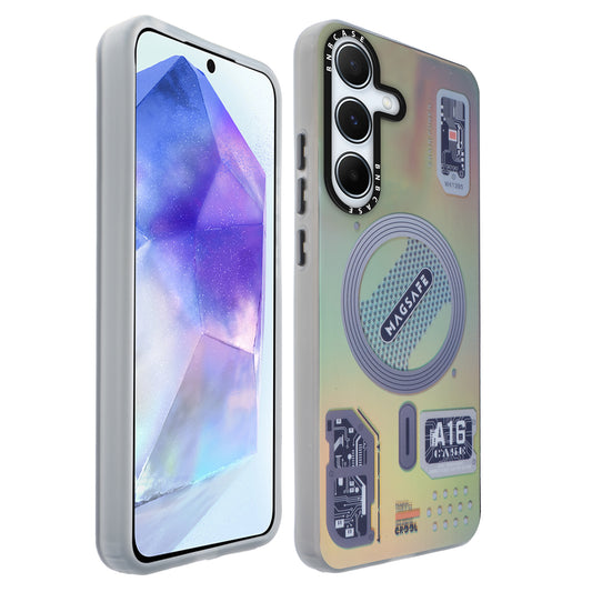 Colorful Reflective Circuit Prints Hard Back Protector Case For Samsung A55 5G