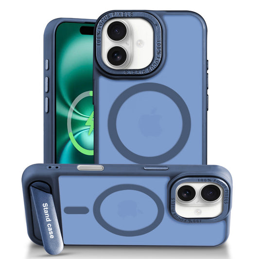 Semi-Transparent Hard Back & MagSafe Compatible With Kickstand Back Case For Apple iPhone 16