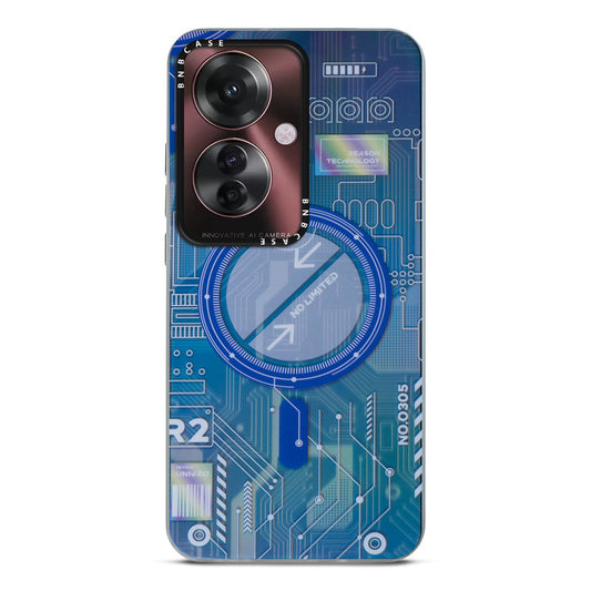 Colorful Reflective Circuit Prints Hard Back Protector Case For Oppo F25 Pro 5G