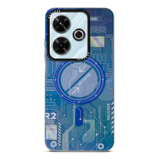 Colorful Reflective Circuit Prints Hard Back Protector Case For Poco M6 Plus 5G