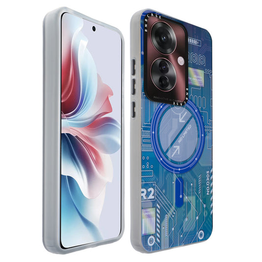 Colorful Reflective Circuit Prints Hard Back Protector Case For Oppo F25 Pro 5G