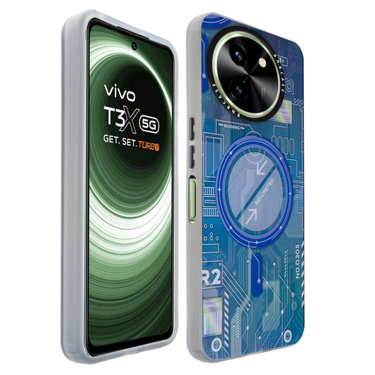 Colorful Reflective Circuit Prints Hard Back Protector Case For Vivo T3x 5G