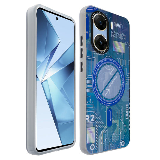 Colorful Reflective Circuit Prints Hard Back Protector Case For Vivo V29e 5G