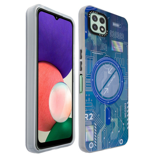 Colorful Reflective Circuit Prints Hard Back Protector Case For Samsung A22 5G