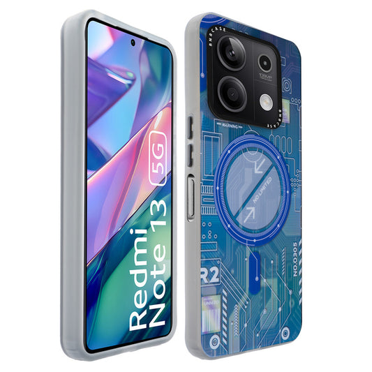 Colorful Reflective Circuit Prints Hard Back Protector Case For Redmi Note 13 5G