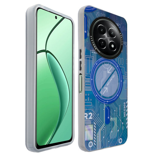 Colorful Reflective Circuit Prints Hard Back Protector Case For Realme 12X 5G