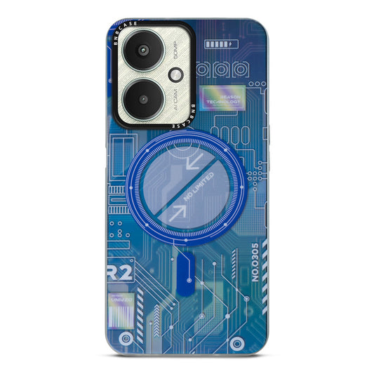 Colorful Reflective Circuit Prints Hard Back Protector Case For Redmi 13C 5G