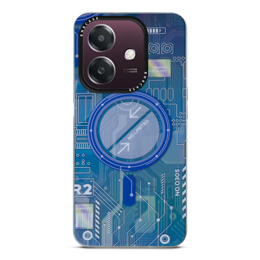 Colorful Reflective Circuit Prints Hard Back Protector Case For Oppo A3x 4G