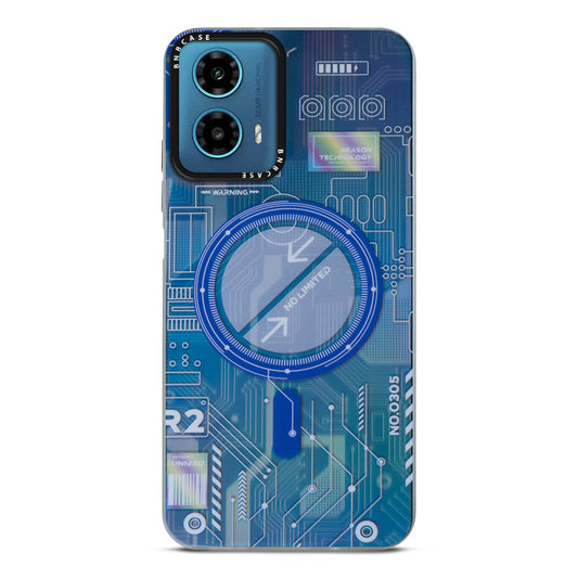 Colorful Reflective Circuit Prints Hard Back Protector Case For Motorola G34 5G