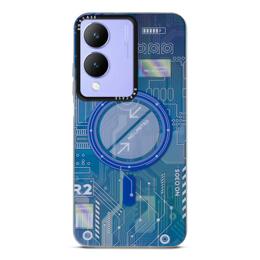 Colorful Reflective Circuit Prints Hard Back Protector Case For Vivo Y28 5G