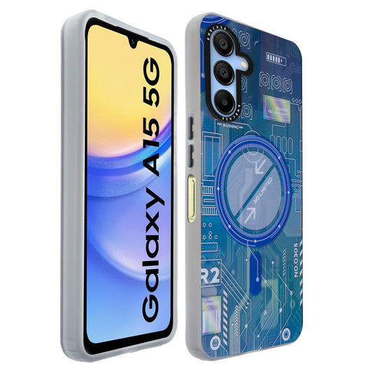 Colorful Reflective Circuit Prints Hard Back Protector Case For Samsung A15 5G