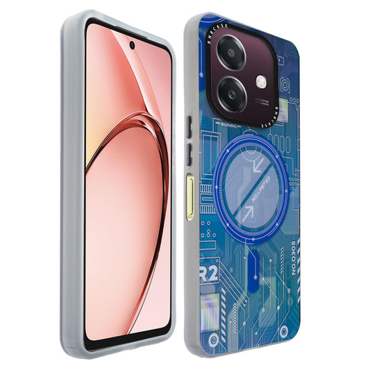 Colorful Reflective Circuit Prints Hard Back Protector Case For Oppo A3x 4G