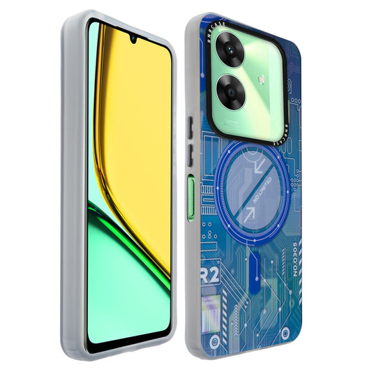 Colorful Reflective Circuit Prints Hard Back Protector Case For Realme C61