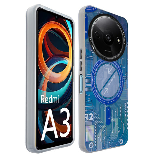 Colorful Reflective Circuit Prints Hard Back Protector Case For Redmi A3 2024