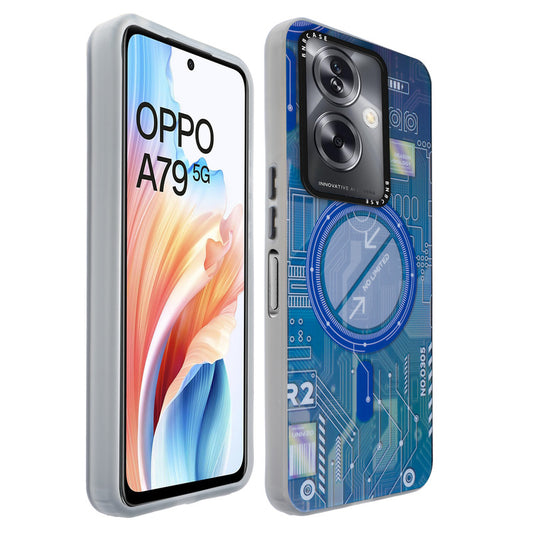 Colorful Reflective Circuit Prints Hard Back Protector Case For Oppo A79 5G