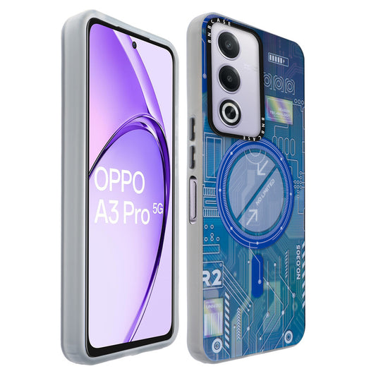 Colorful Reflective Circuit Prints Hard Back Protector Case For Oppo A3 Pro 5G