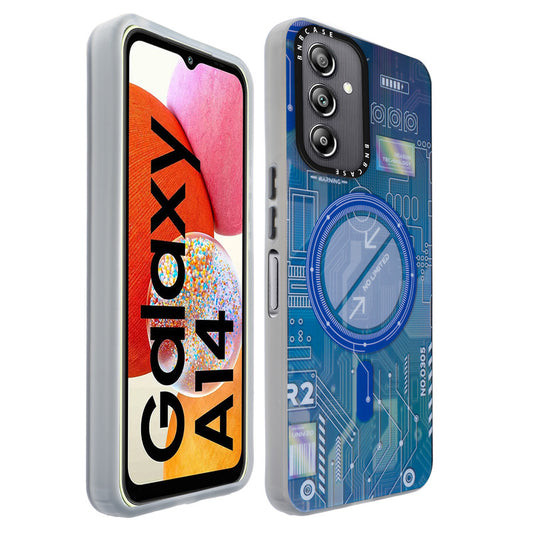 Colorful Reflective Circuit Prints Hard Back Protector Case For Samsung A14 4G