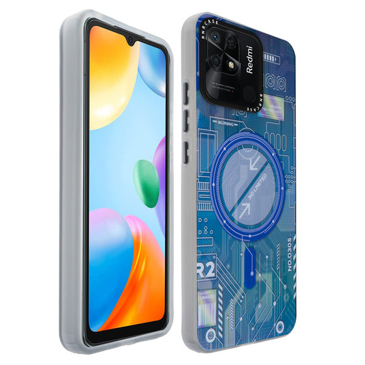 Colorful Reflective Circuit Prints Hard Back Protector Case For Redmi 10C