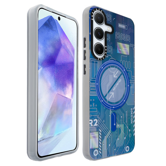 Colorful Reflective Circuit Prints Hard Back Protector Case For Samsung A55 5G