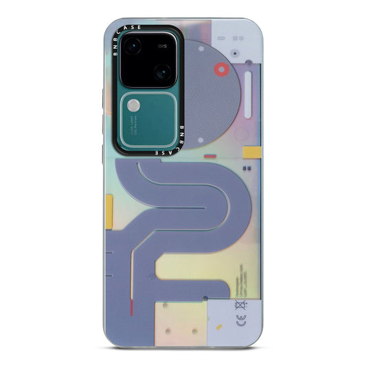 Colorful Reflective Circuit Prints Hard Back Protector Case For Vivo V30 5G