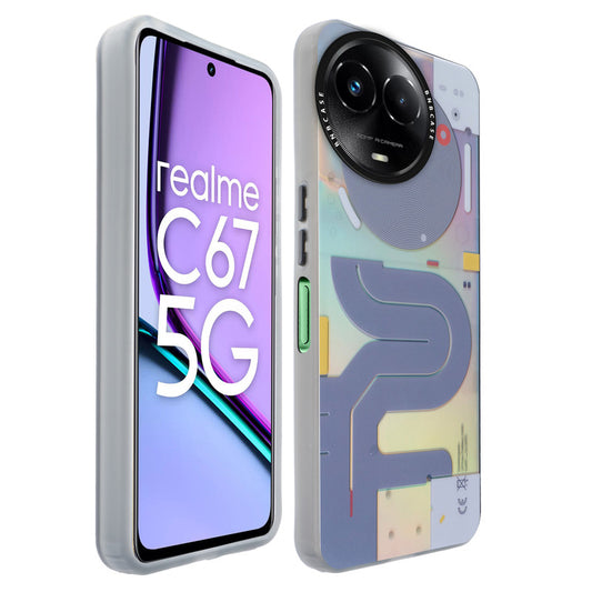 Colorful Reflective Circuit Prints Hard Back Protector Case For Realme C67 5G