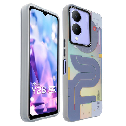 Colorful Reflective Circuit Prints Hard Back Protector Case For Vivo Y28 5G