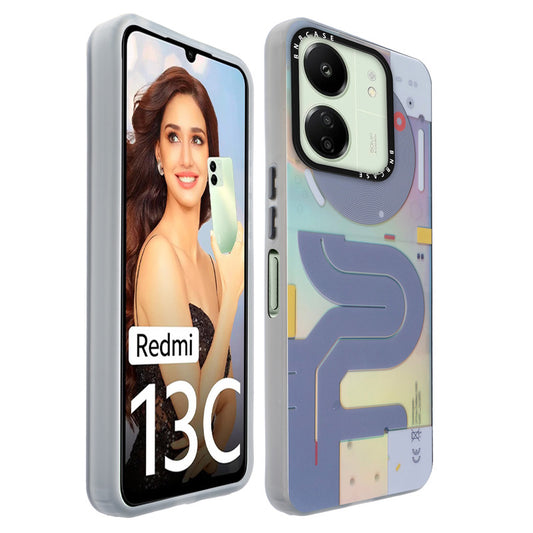 Colorful Reflective Circuit Prints Hard Back Protector Case For Redmi 13C 4G