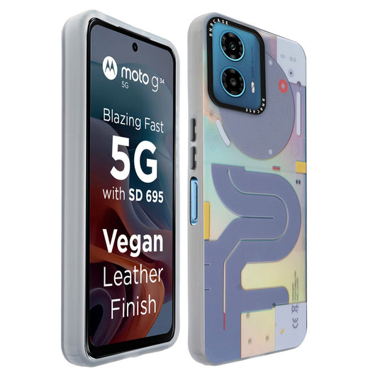 Colorful Reflective Circuit Prints Hard Back Protector Case For Motorola G34 5G