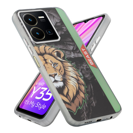 Beast Mode Animal Printed Back Case For Vivo Y35 With Hard Back & Glow Effect
