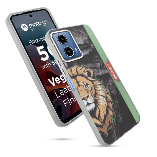 Beast Mode Animal Printed Back Case For Motorola Moto G34 5G With Hard Back & Glow Effect