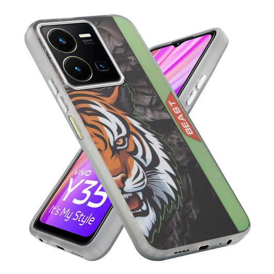 Beast Mode Animal Printed Back Case For Vivo Y35 With Hard Back & Glow Effect