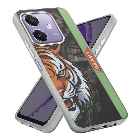 Beast Mode Animal Printed Back Case For Oppo A3x 5G With Hard Back & Glow Effect